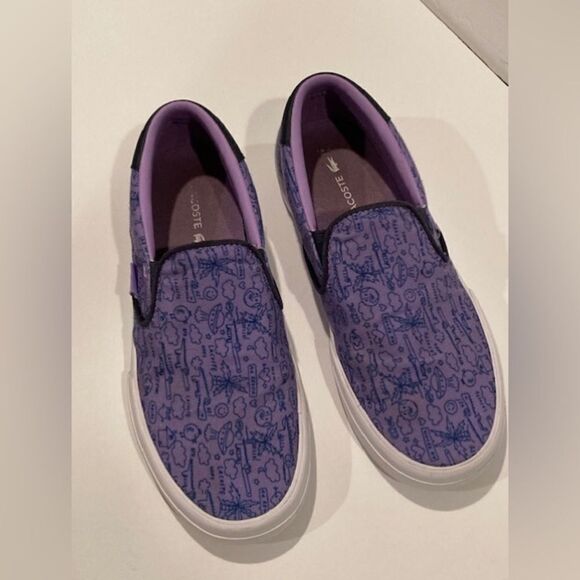 Lacoste Canvas Juniors’ Jump Serve Slip-On Shoes - Purple, US Size 5 - Picture 1 of 10